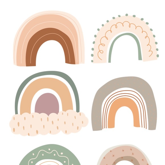 Modern abstract neutral rainbow digital art print. - Picture 2 of 2